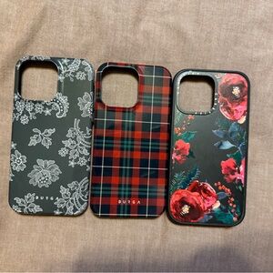 Casetify Floral and Plaid Phone Case Set - Black, Red, Gray